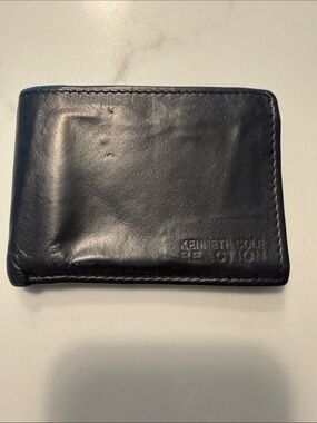 Kenneth Cole Black Leather Wallet with Embossed Logo